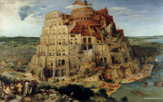 Tower of babes city people - a river below free wallpaper