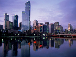 City skyline bridge water dusk 2 - andrew law free wallpaper