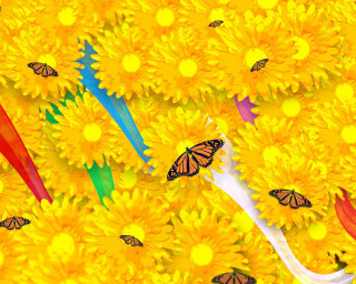 Yellow flowers butterflies white tube 2 - butterfly free wallpaper