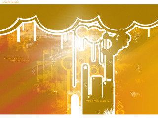 Yellow orange background man microphone - his hand and a city in the background free wallpaper
