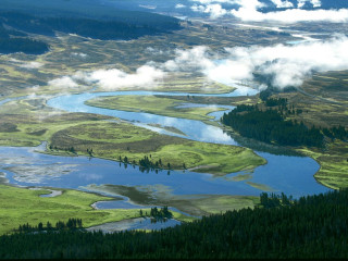River valley forest mountains clouds 2 - a lush green valley free wallpaper