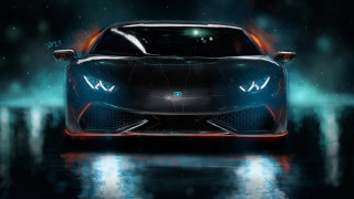 Futuristic car bright light headlights - the front of its free wallpaper