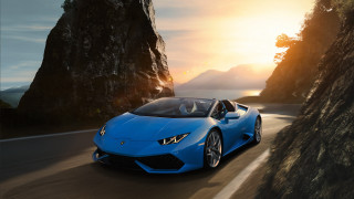 Blue sports car mountain range - gradient light blue free wallpaper