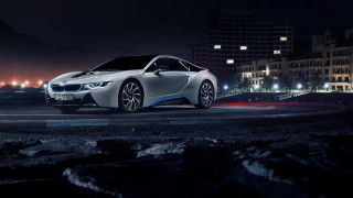 White car parked road night - night time free wallpaper for desktop