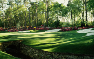 Golf course stone wall bridge - a golf course free wallpaper