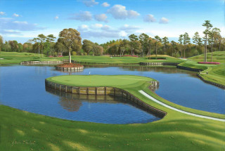 Golf course pond green landscape - ultra free wallpaper