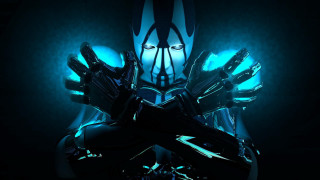 Futuristic woman glowing arms hands - cybernetic free wallpaper