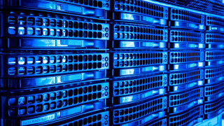 Large server blue lights black - a white border free wallpaper for desktop