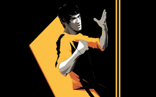 Man yellow shirt black object - vector art free wallpaper