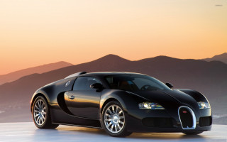 Black bugatti car mountain range - a black bugatti car free wallpaper