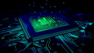 Computer chip green light black - a computer chip free wallpaper