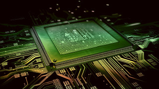 Computer chip green light black 2 - white dot free wallpaper