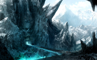 Mountain cave stream cliff fantasy - the cliff free wallpaper
