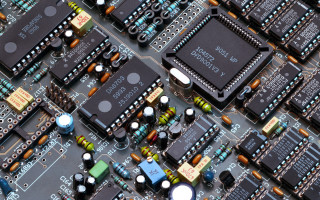 Computer board electronics closeup components - cybernetic free wallpaper