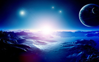 Planet space sun mountains foreground - the background and mountains free wallpaper
