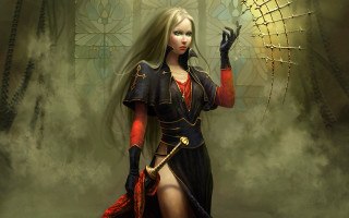 Woman costume holding spider web - a spider web free wallpaper