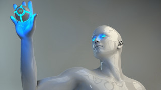 White man blue light white - a circle free wallpaper