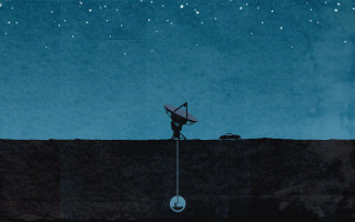 Satellite dish pole field night - amir zand free wallpaper