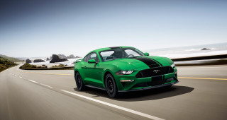 Green mustang driving highway ocean - art green free wallpaper for desktop