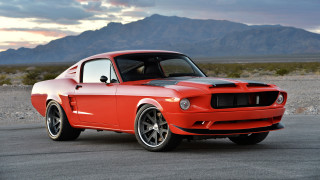 Red mustang parked parking lot - a red mustang mustang free wallpaper
