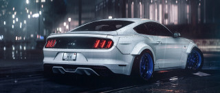 White mustang car dark city - a dark city free wallpaper