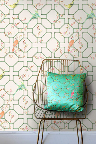 Green pillow metal chair bird 2 - art free wallpaper