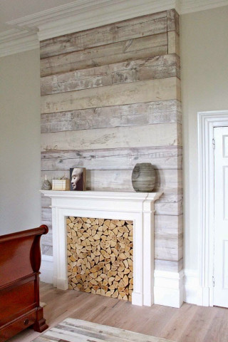 Fireplace wooden wall corner room - a fireplace free wallpaper