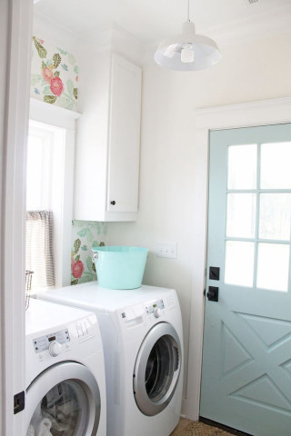 Washer dryer bathroom flowerwall arts - anne rigney free wallpaper