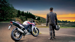 Man motorcycle road sunset time - sunset free wallpaper