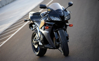 Motorcycle parked road bridge fenced - a fence free wallpaper