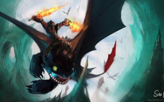 Dragon glowing head glowing tail - tail free wallpaper