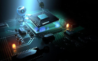 Robot circuit board light shining 2 - a robot free wallpaper