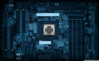 Processor robot blue background android - free technology wallpaper
