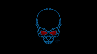 Blue skull red eyes black - biomechanical free wallpaper