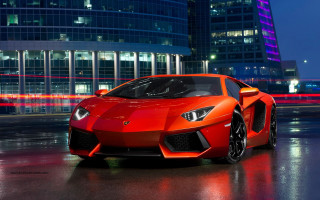 Red sports car tall building 2 - a tall building free wallpaper