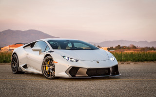 White sports car mountain range 3 - the side of the road in front free wallpaper