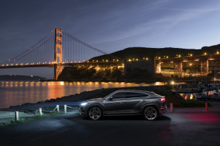 Car parked bridge night lights - a car free wallpaper for desktop