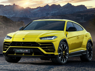 Yellow lamb urus suv mountain - yellow free wallpaper