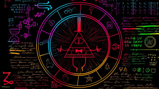 Colorful poster clock symbols writing - holography free wallpaper