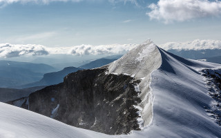 Mountain snow peak clouds blue 5 - peak free wallpaper