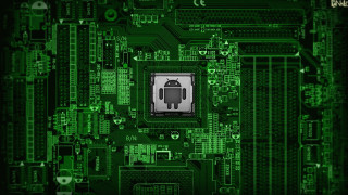 Green circuit board robot black - a white outline free wallpaper