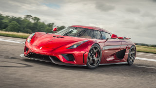 Red sports car driving forest 2 - a road next free wallpaper
