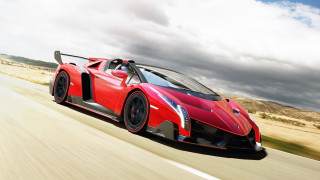 Red sports car driving road 19 - luxury free wallpaper