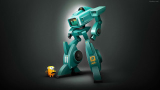 Robot small figure black background 2 - 2 d game art free wallpaper