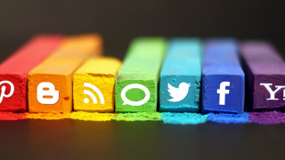 Rainbow colored block social media - social free wallpaper