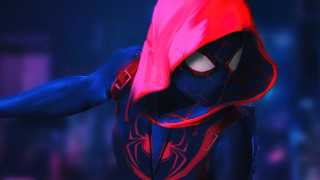 Red blue costume hood light - dramatic cinematic lighting free wallpaper