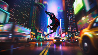 Man jumping night city neon - neon free wallpaper