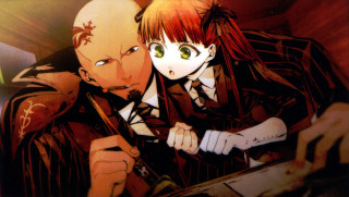 Anime couple looking distance knife - neodada free wallpaper