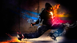 Man black hoodie dancing fire - graffiti art free wallpaper