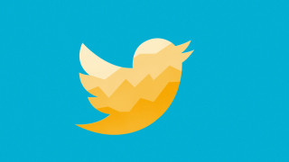 Yellow bird blue background stylized - this image free wallpaper